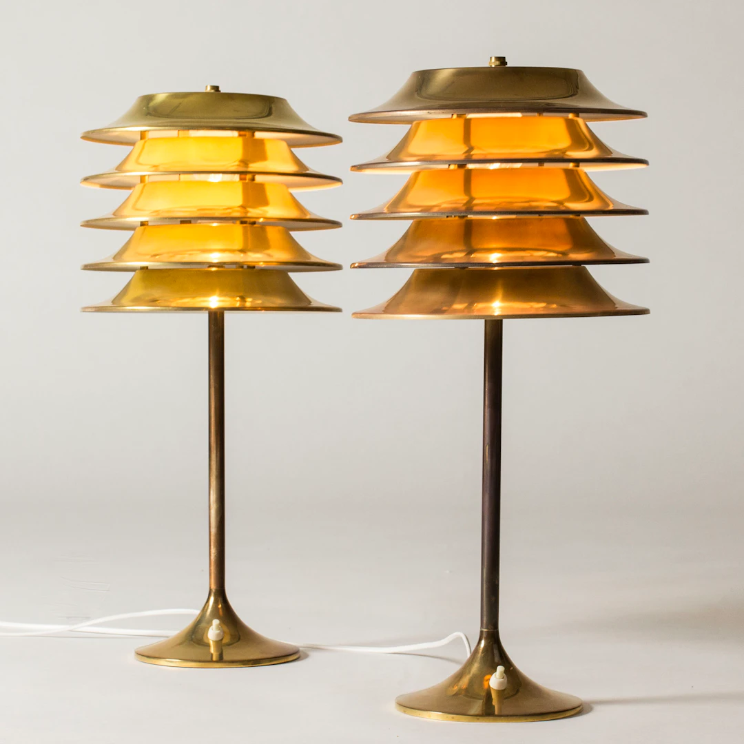 Midcentury brass table lamps by Kai Ruokonen