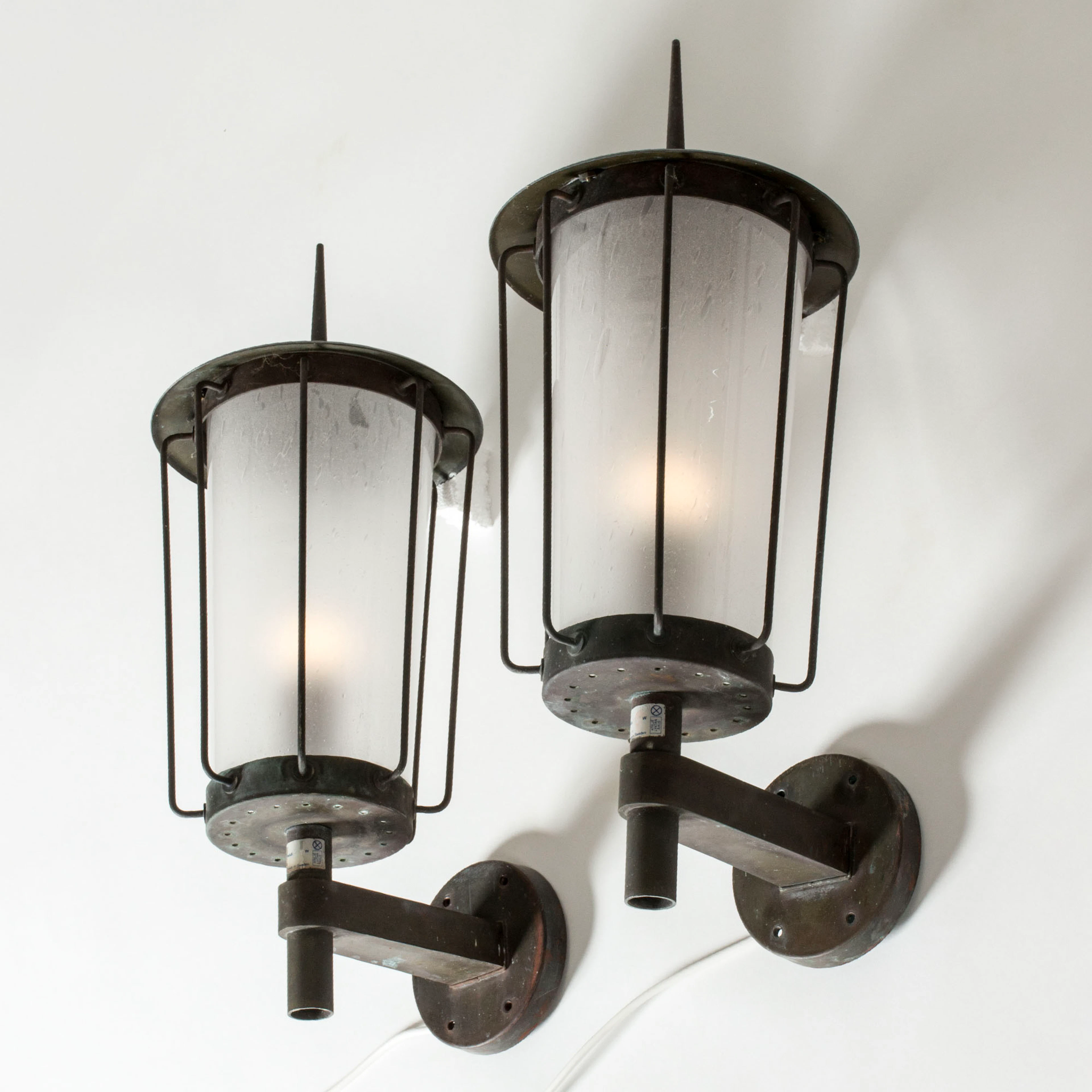 Modernist “Knight” Copper Wall Lamps by Hans Bergström