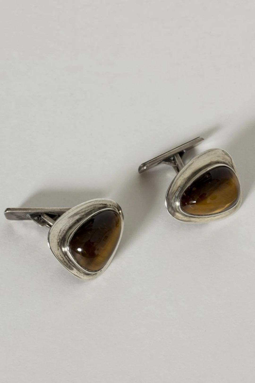 Pair of Swedish midcentury silver and tigereye cufflinks