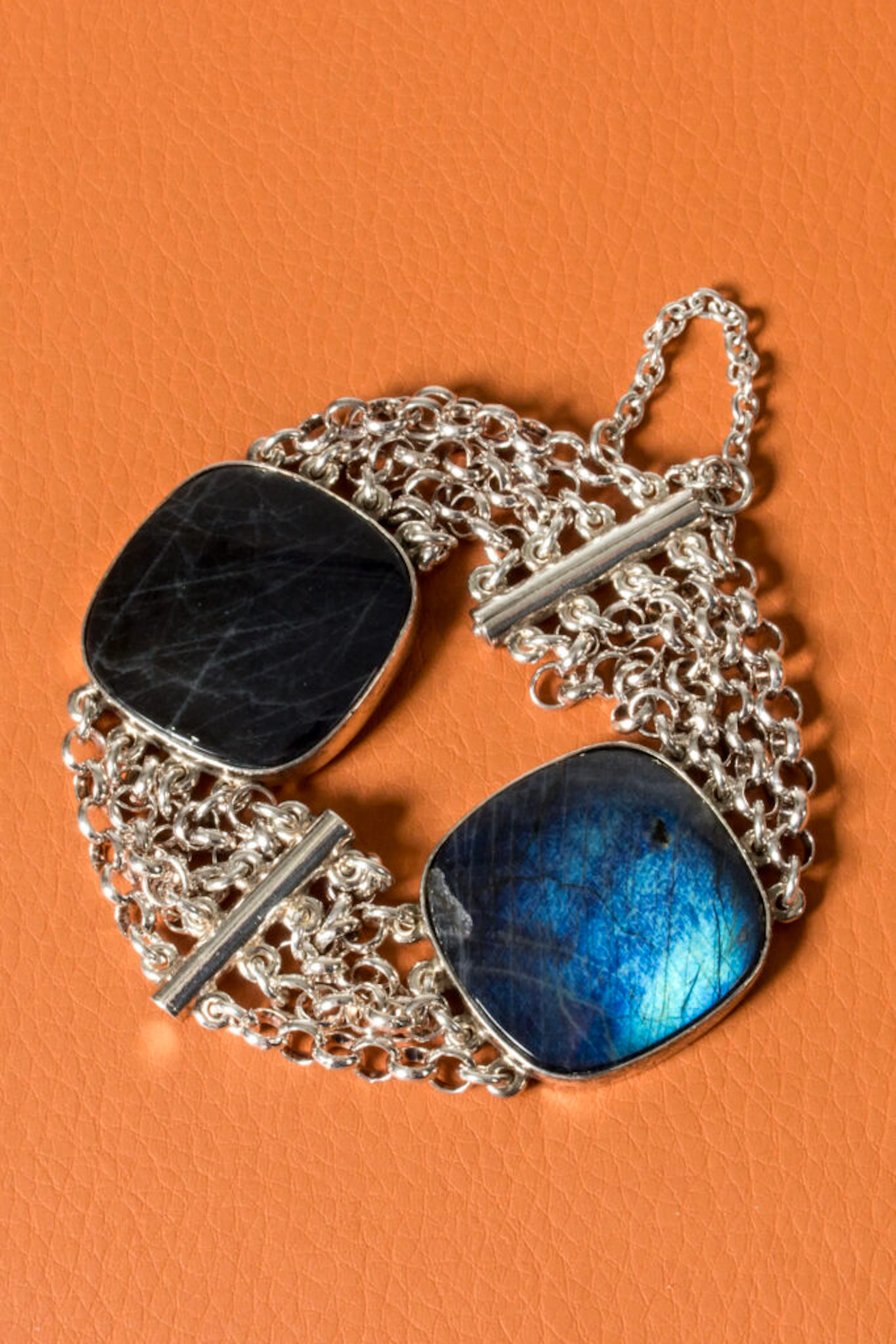 Silver and spectrolite bracelet by Börje Rajalin