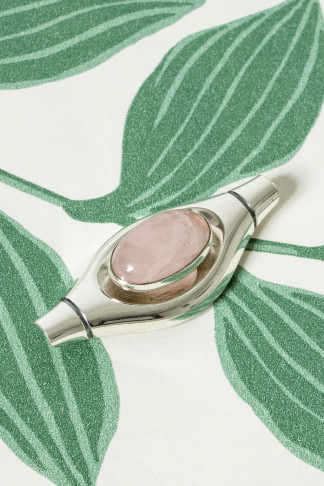 Silver and rose quartz brooch by Elis Kauppi