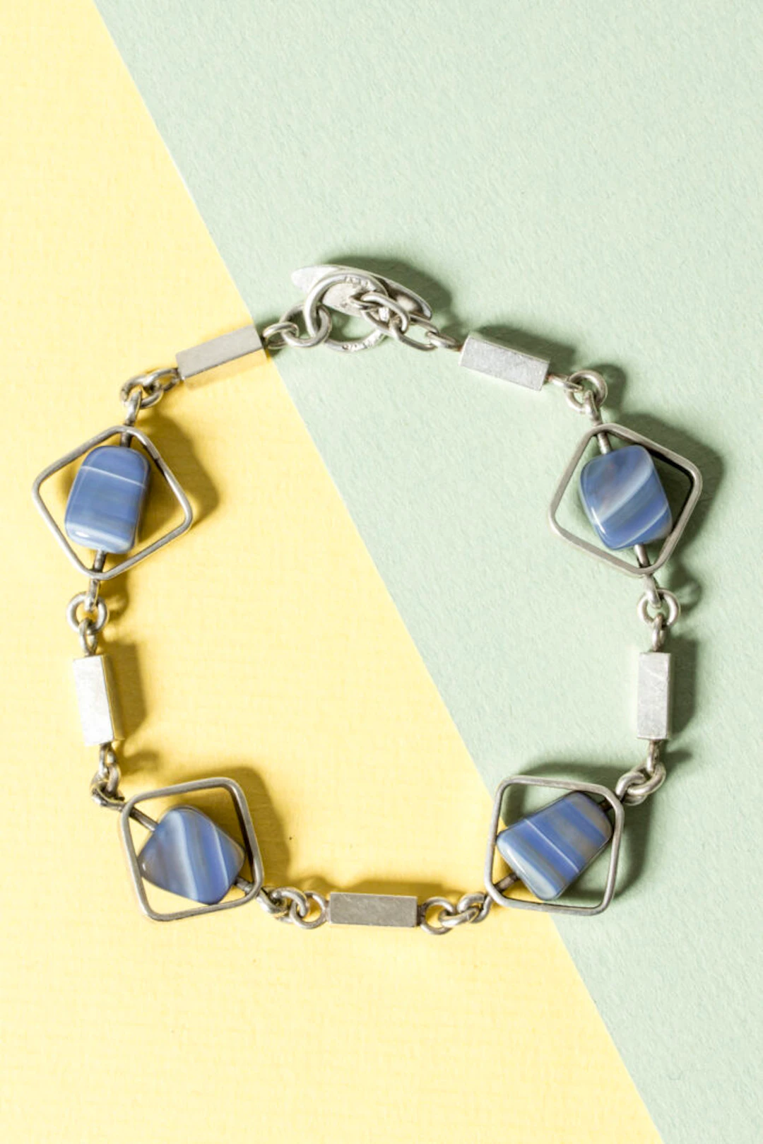 Silver and banded agate bracelet by Arvo Saarela
