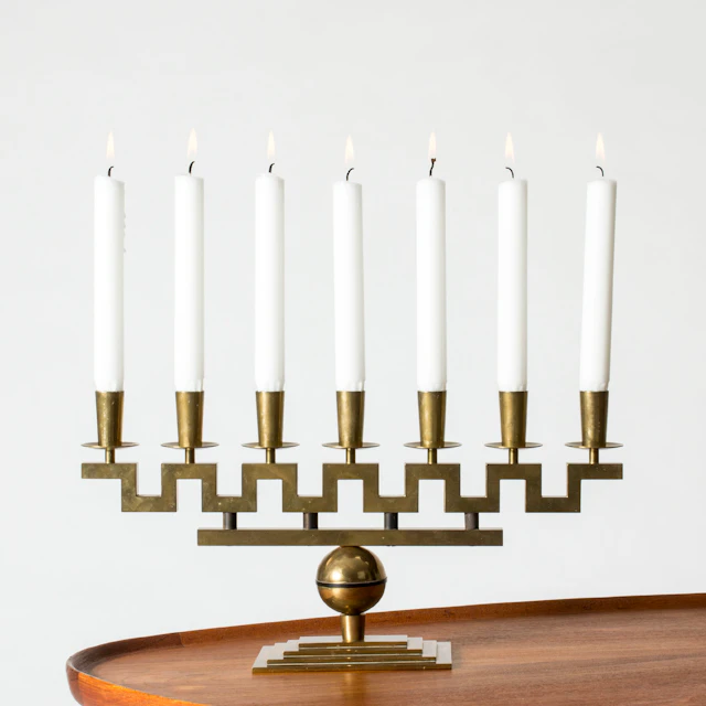 Brass candelabra by Lars Holmström