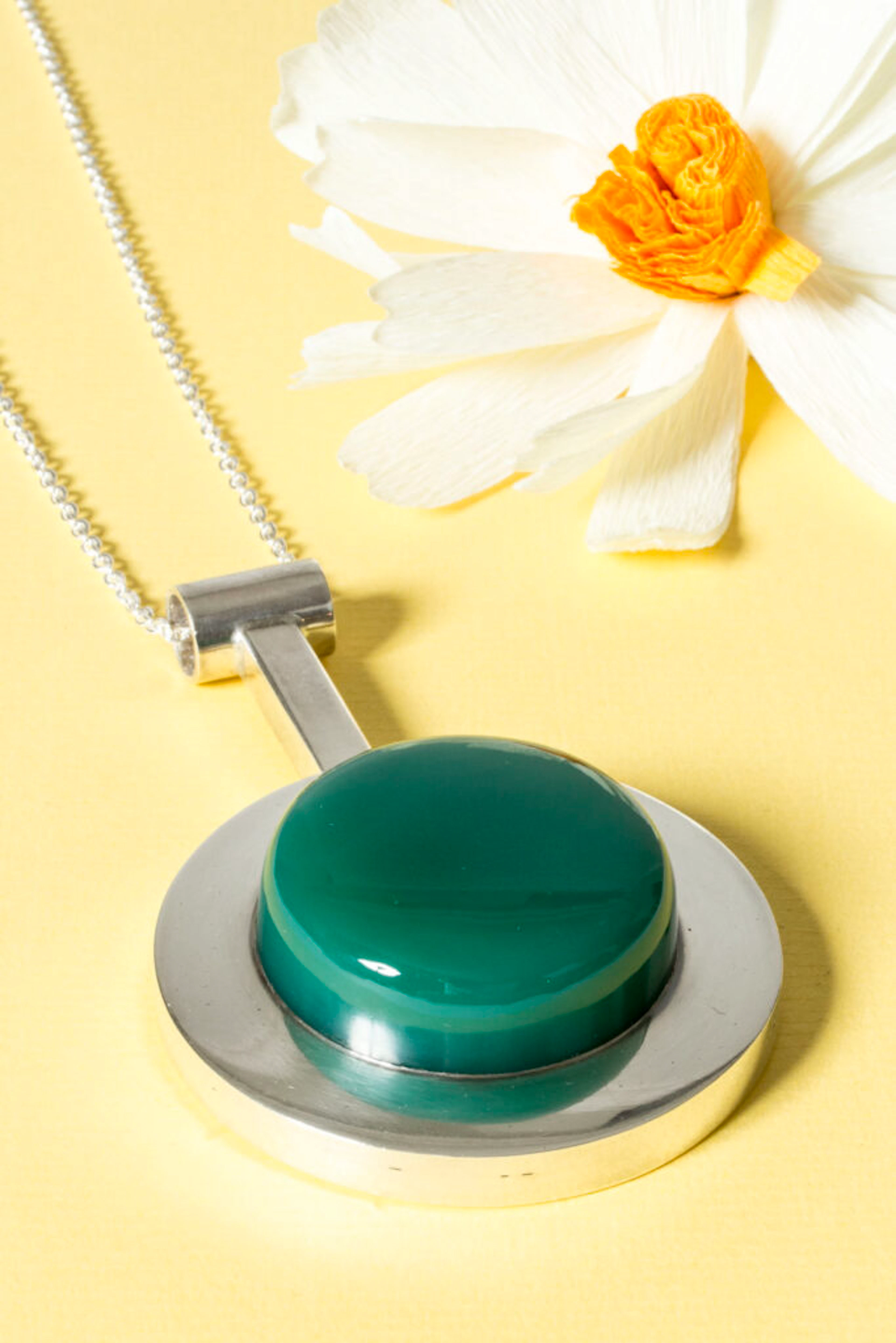 Silver and chrysophrase pendant by Karl-Ingemar Johansson