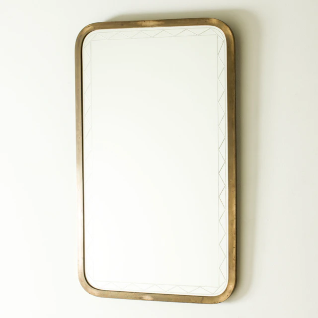 Swedish Modern Brass Wall Mirror