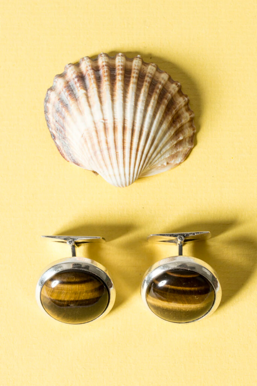 Vintage silver and tigereye cufflinks by Arvo Saarela