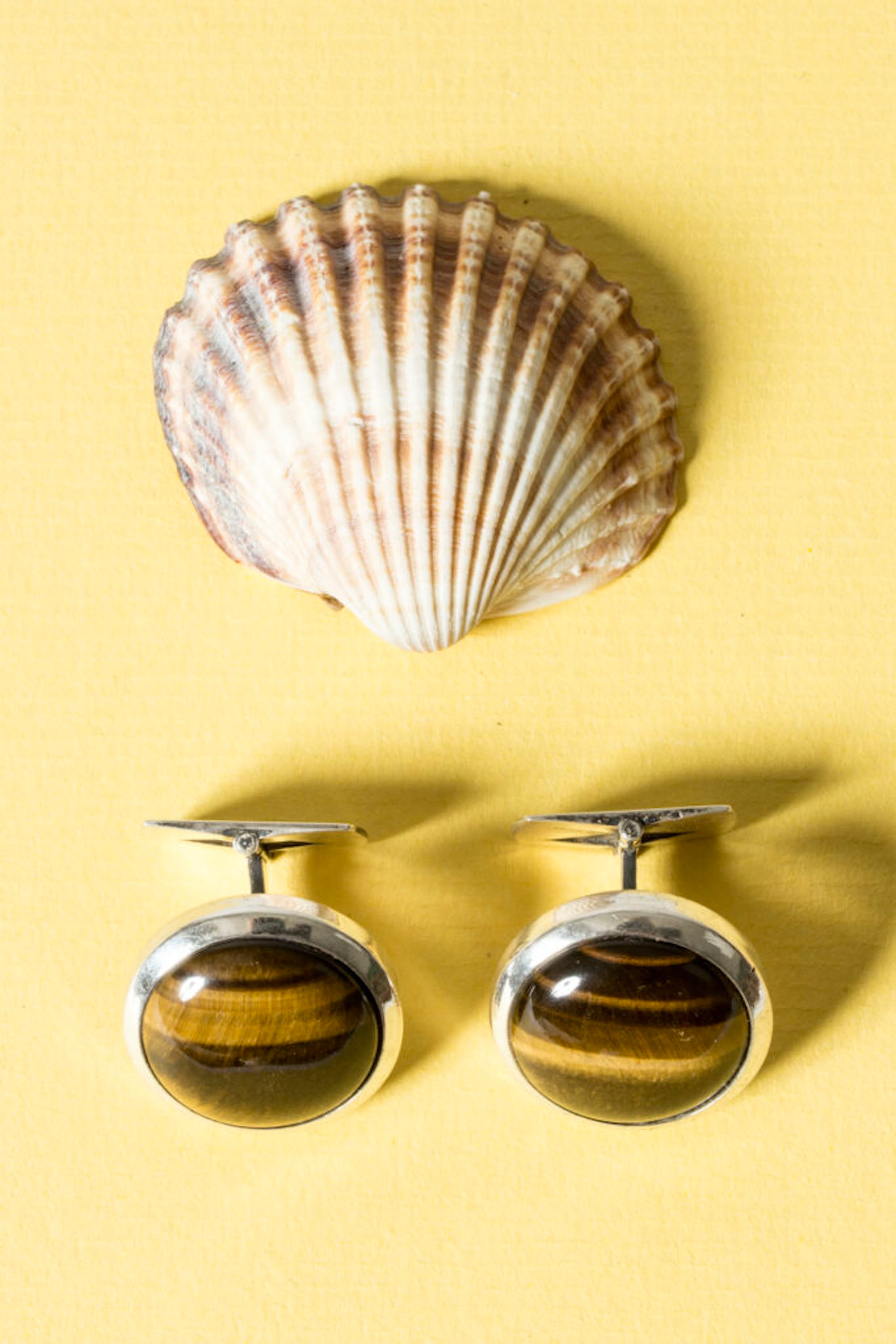 Vintage silver and tigereye cufflinks by Arvo Saarela