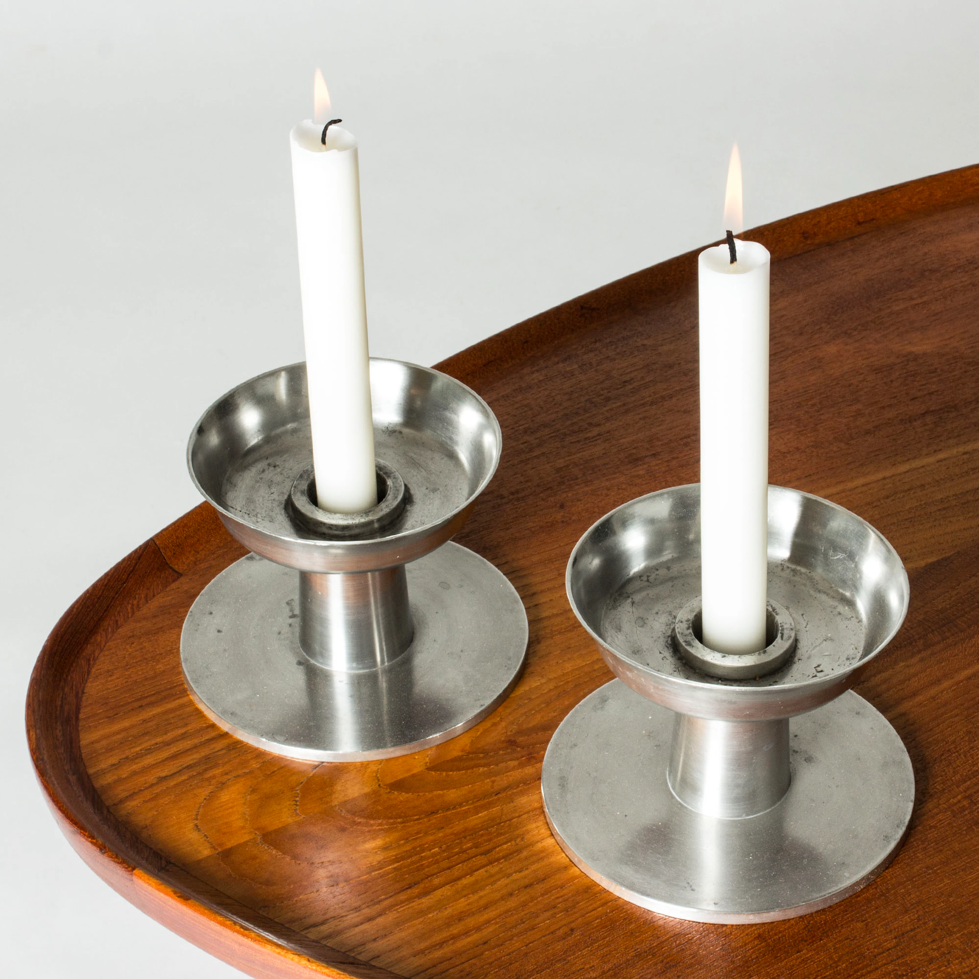 Modernist Pewter Candlesticks by Björn Trädgårdh