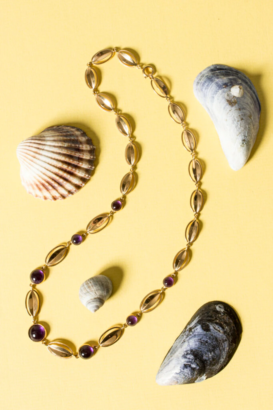 Midcentury gold and amethyst collier from Ceson