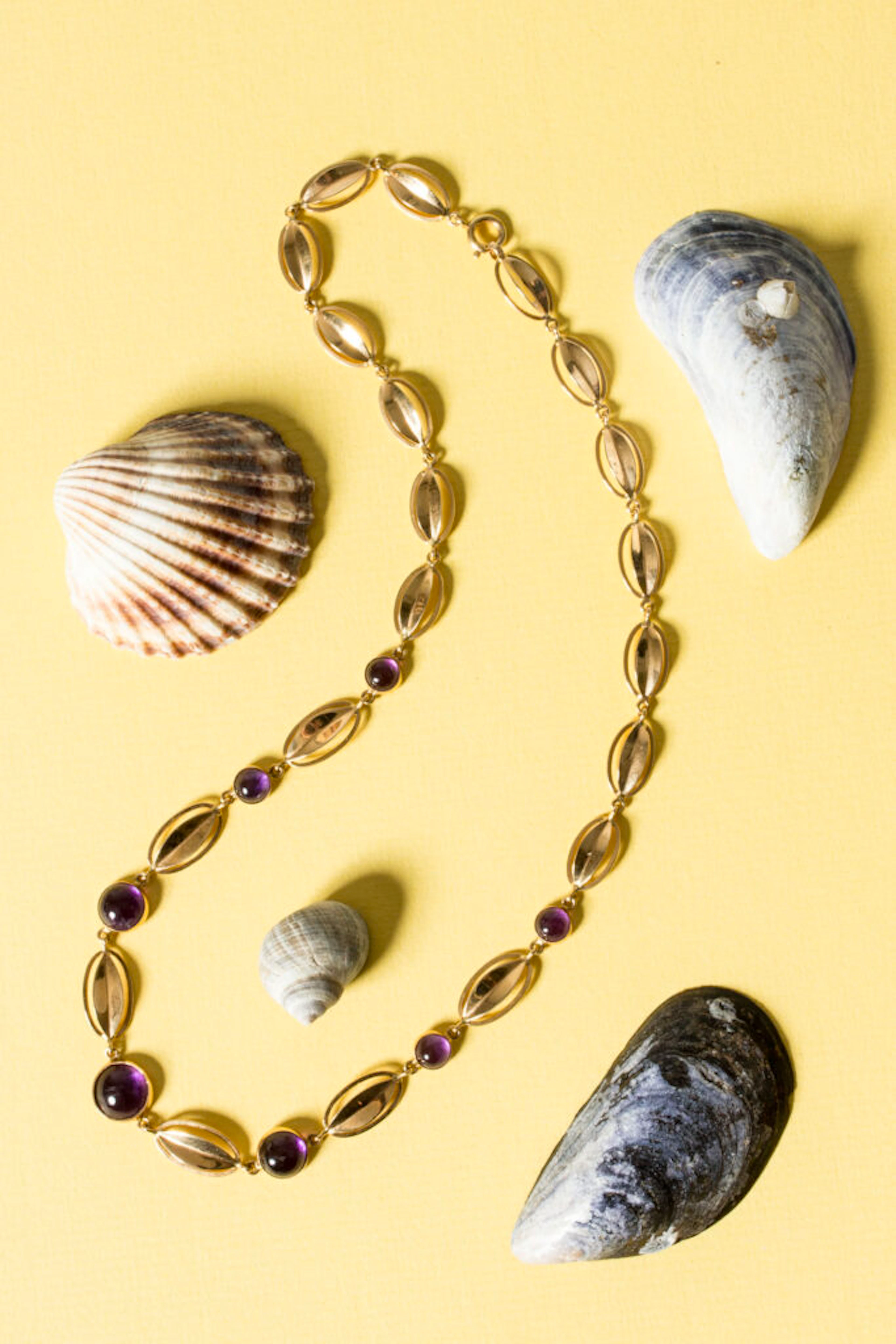 Midcentury gold and amethyst collier from Ceson