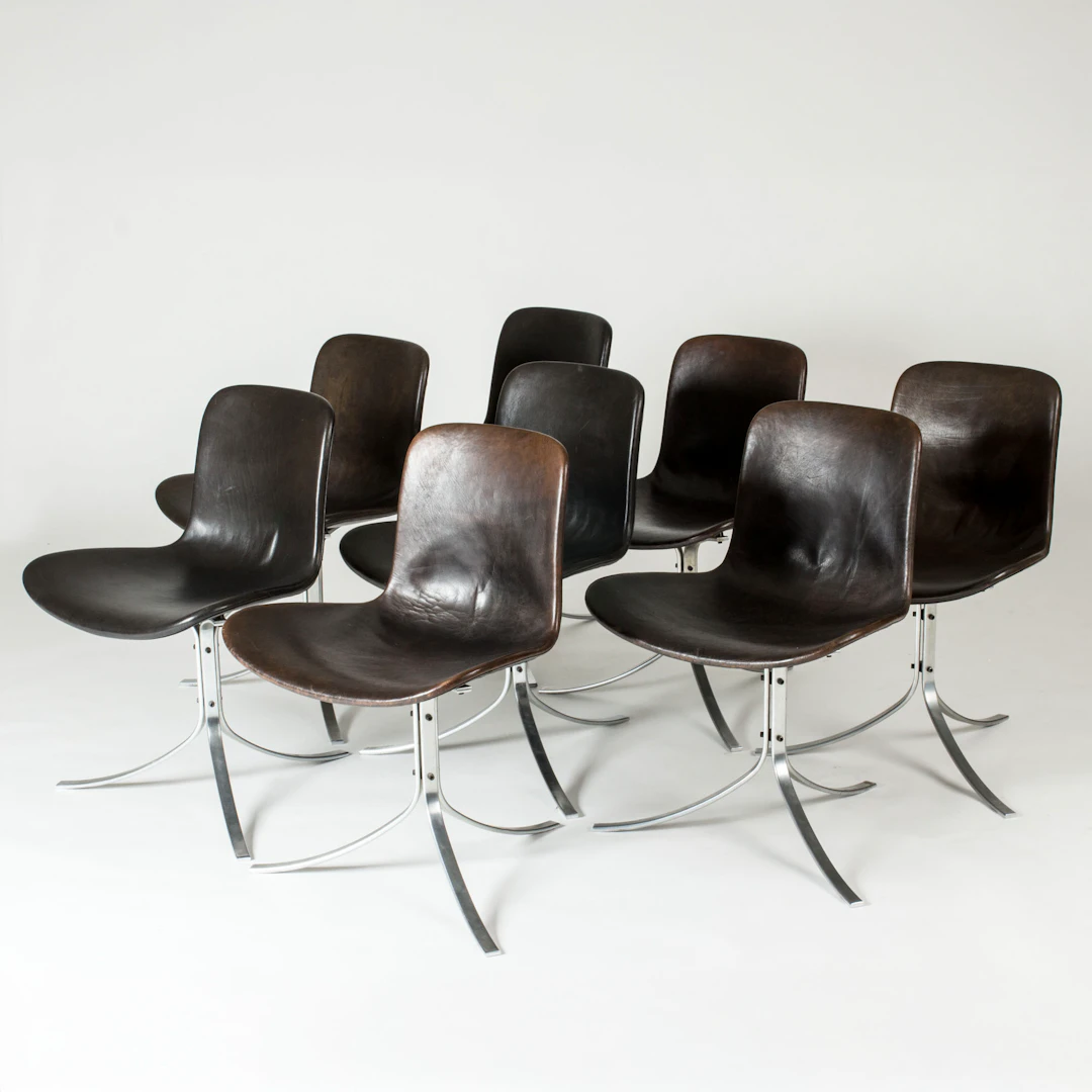 Set of eight “PK 9” dining chairs by Poul Kjærholm