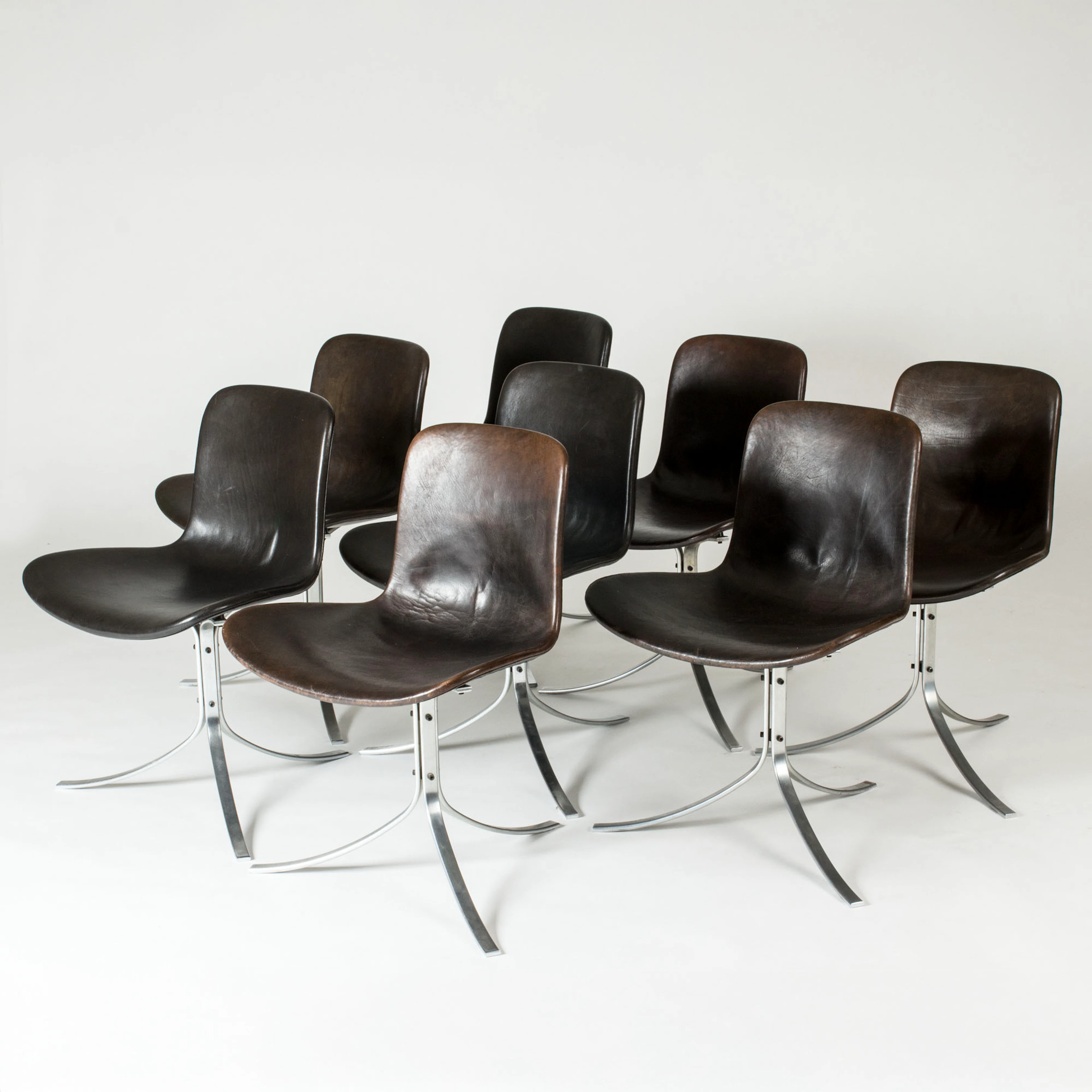 Set of eight “PK 9” dining chairs by Poul Kjærholm