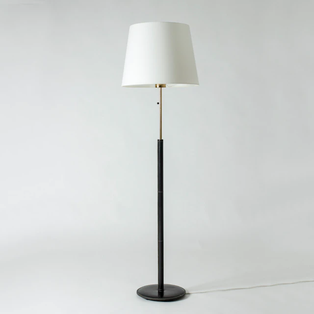 Brass and leather floor lamp from Bergboms
