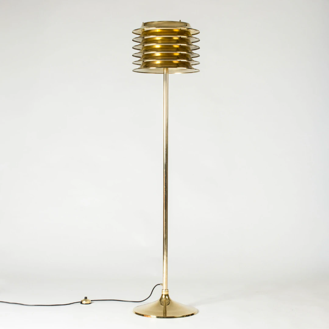 Midcentury brass floor lamp by Kai Ruokonen