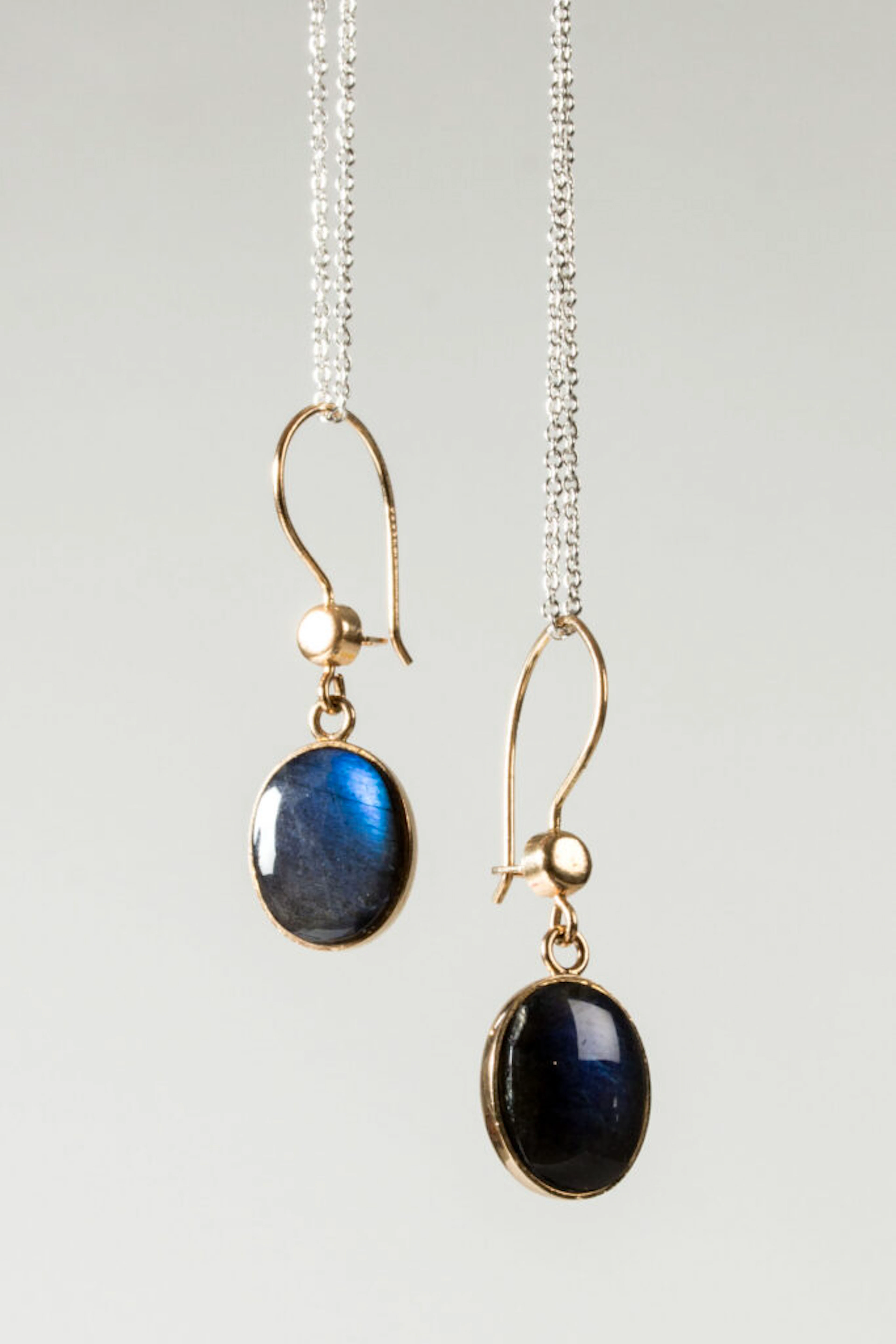 Midcentury Gold and spectrolite earrings