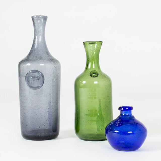 Set of three glass vases by Erik Höglund