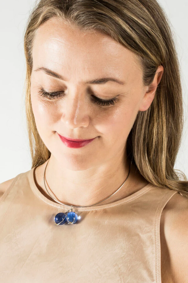 Silver and marbles neckring by Bent Knudsen
