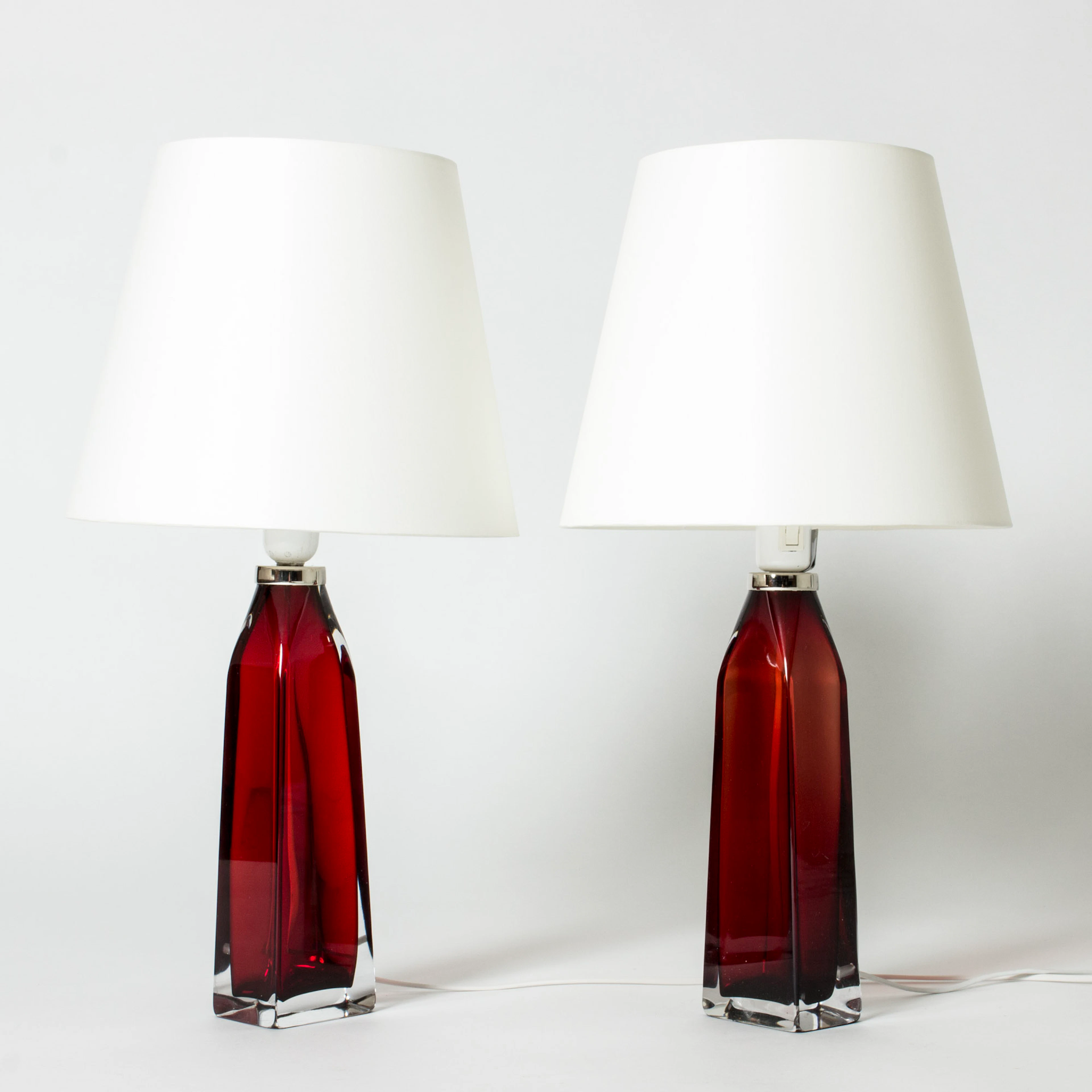 Midcentury Crystal Glass Table Lamps by Carl Fagerlund