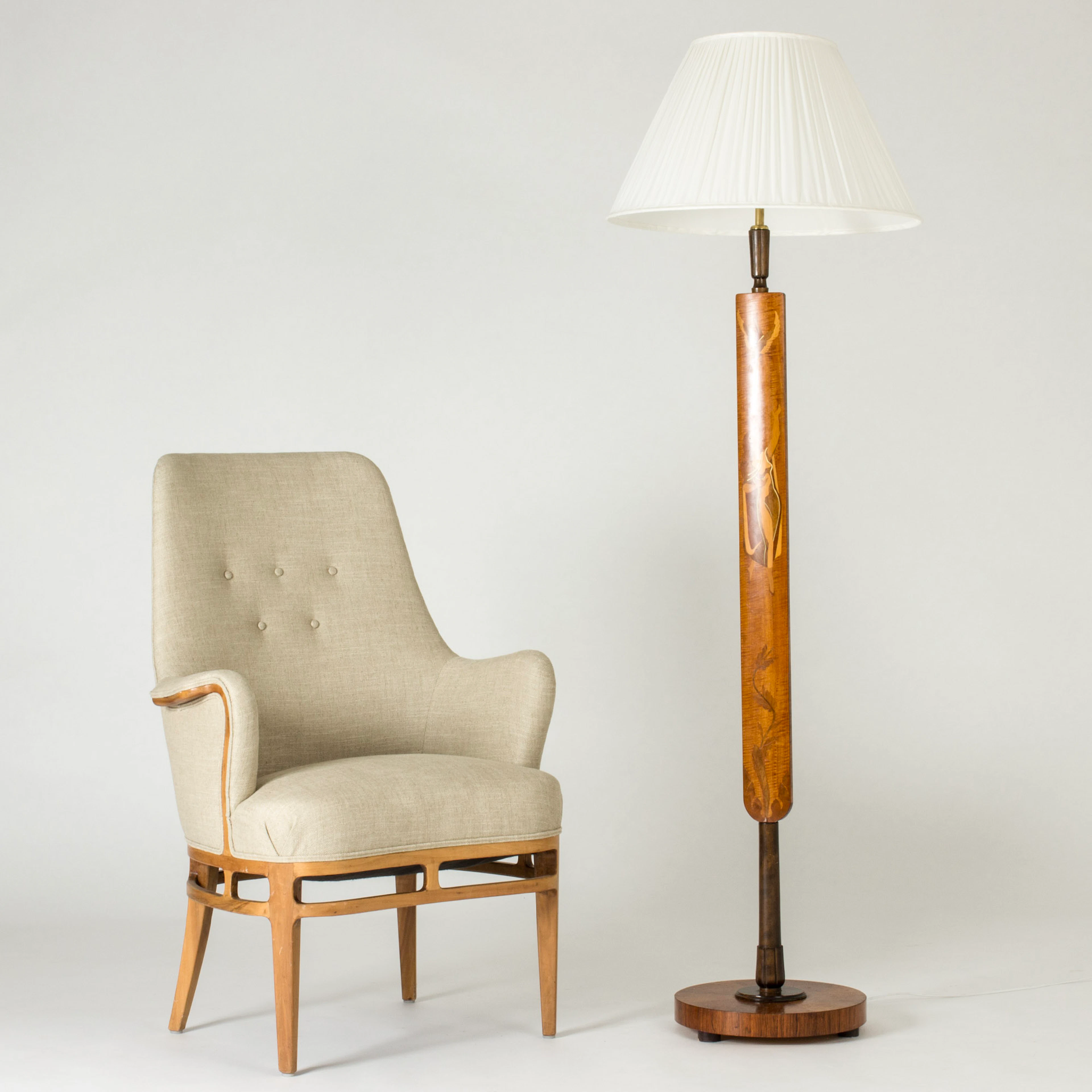 Swedish Modern floor lamp from Mjölby Intarsia