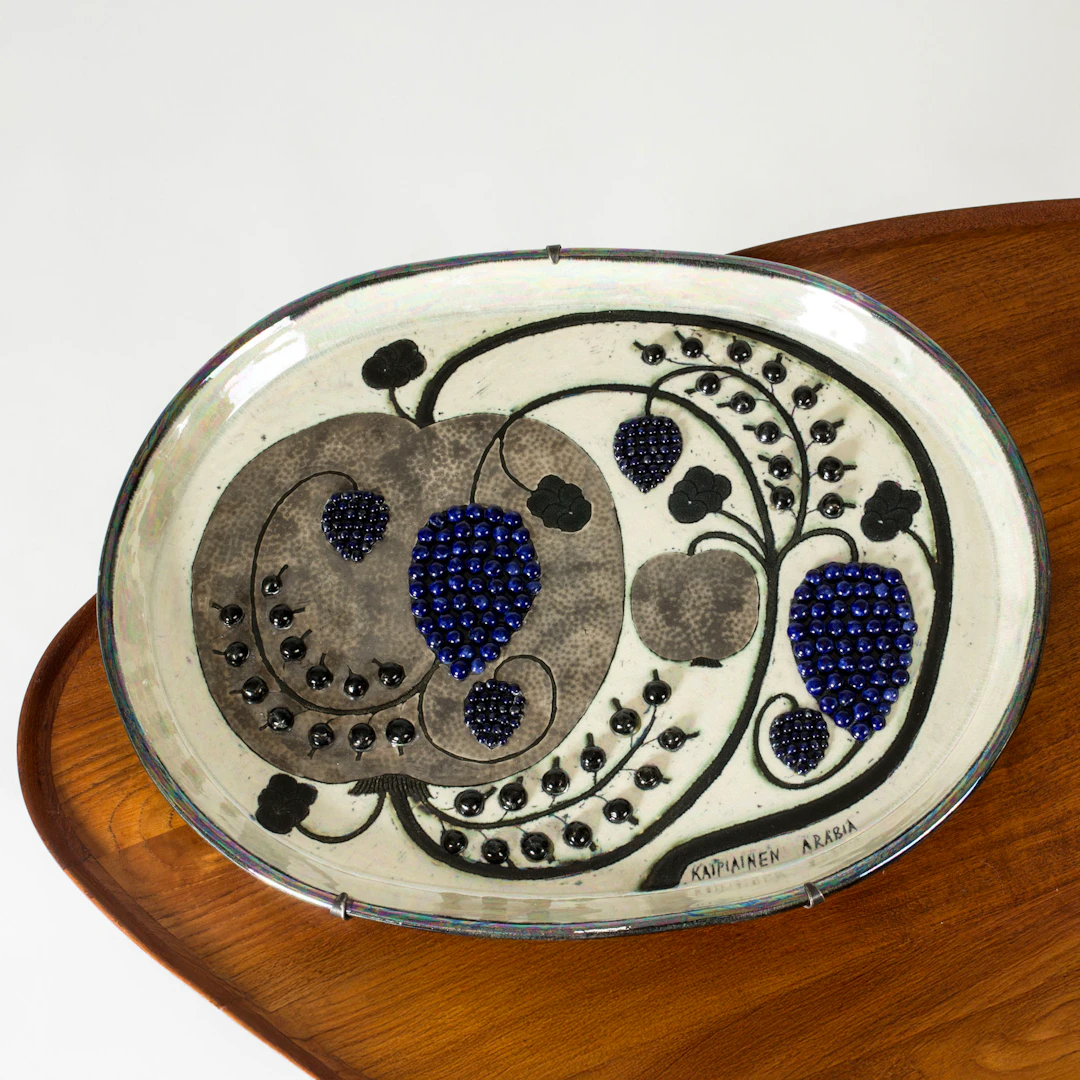 Midcentury stoneware platter by Birger Kaipiainen
