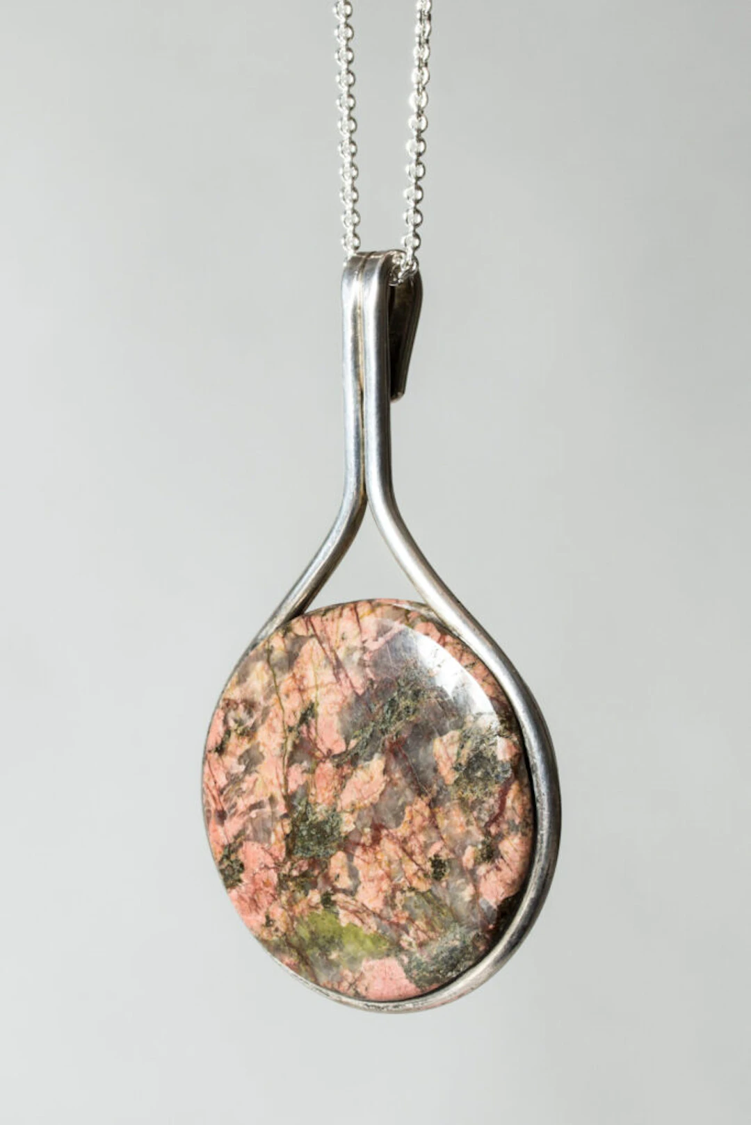 Silver and unakite pendant by Bertel Gardberg