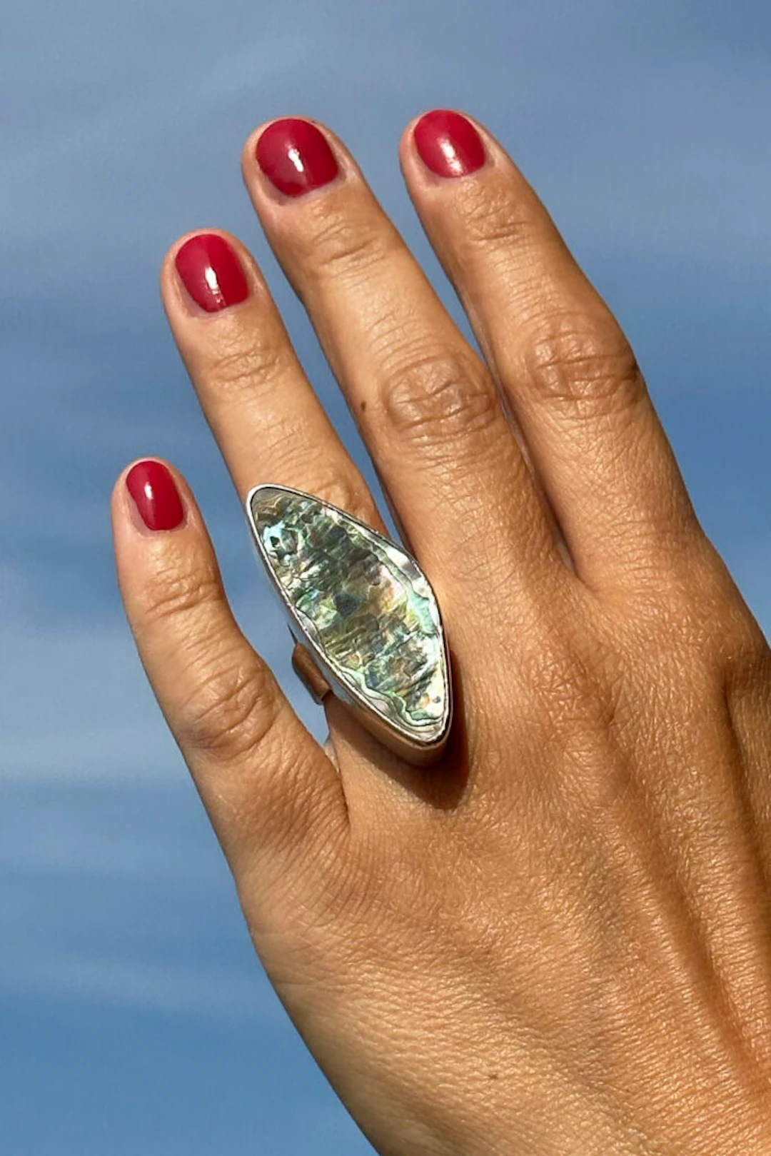 Silver and mother of pearl ring by Arne Johansen