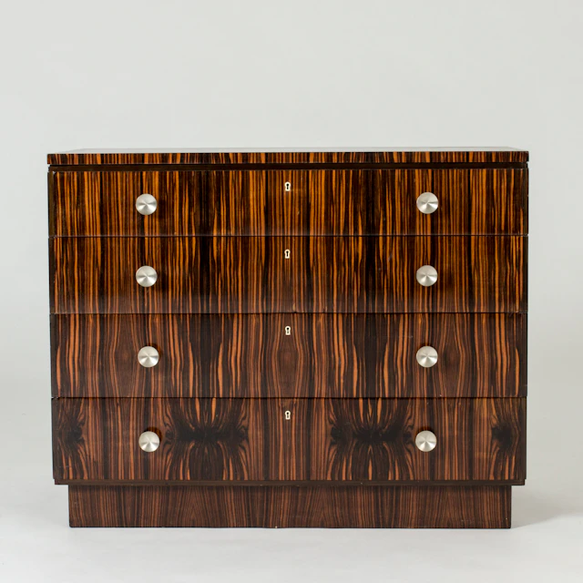 Functionalist zebrano chest of drawers