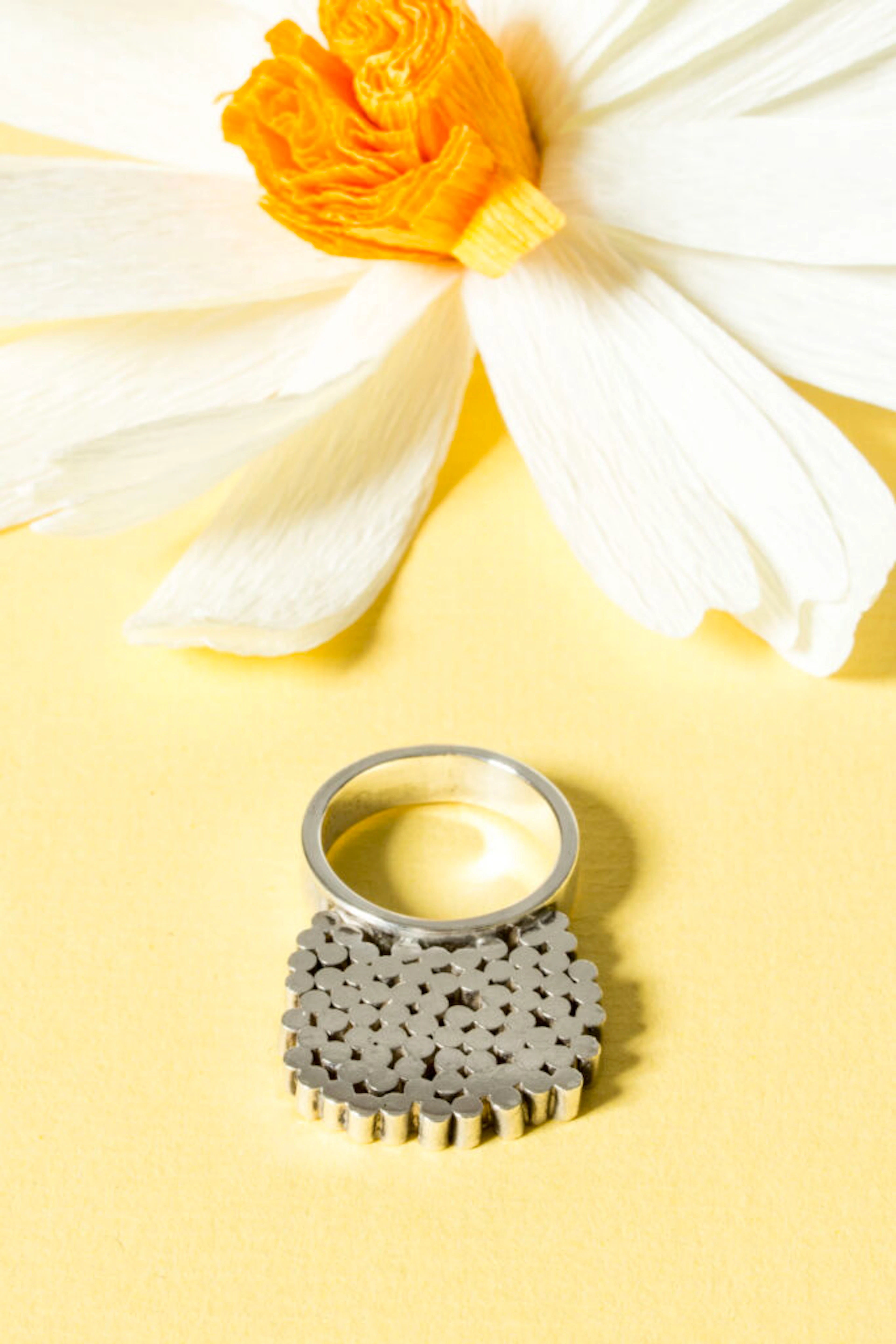 Midcentury silver ring by Cecilia Johansson