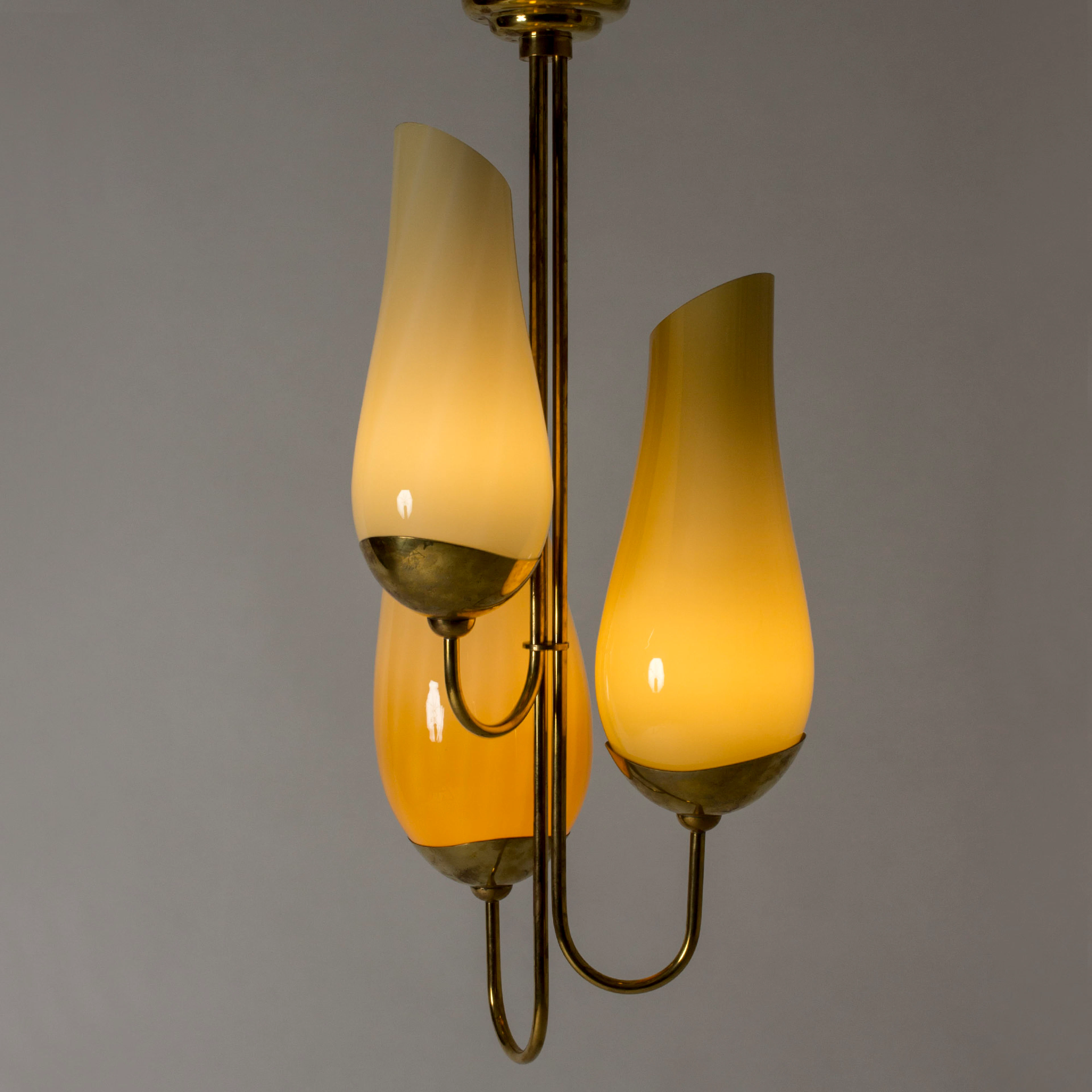 Brass and glass chandelier by Gunnel Nyman & Paavo Tynell