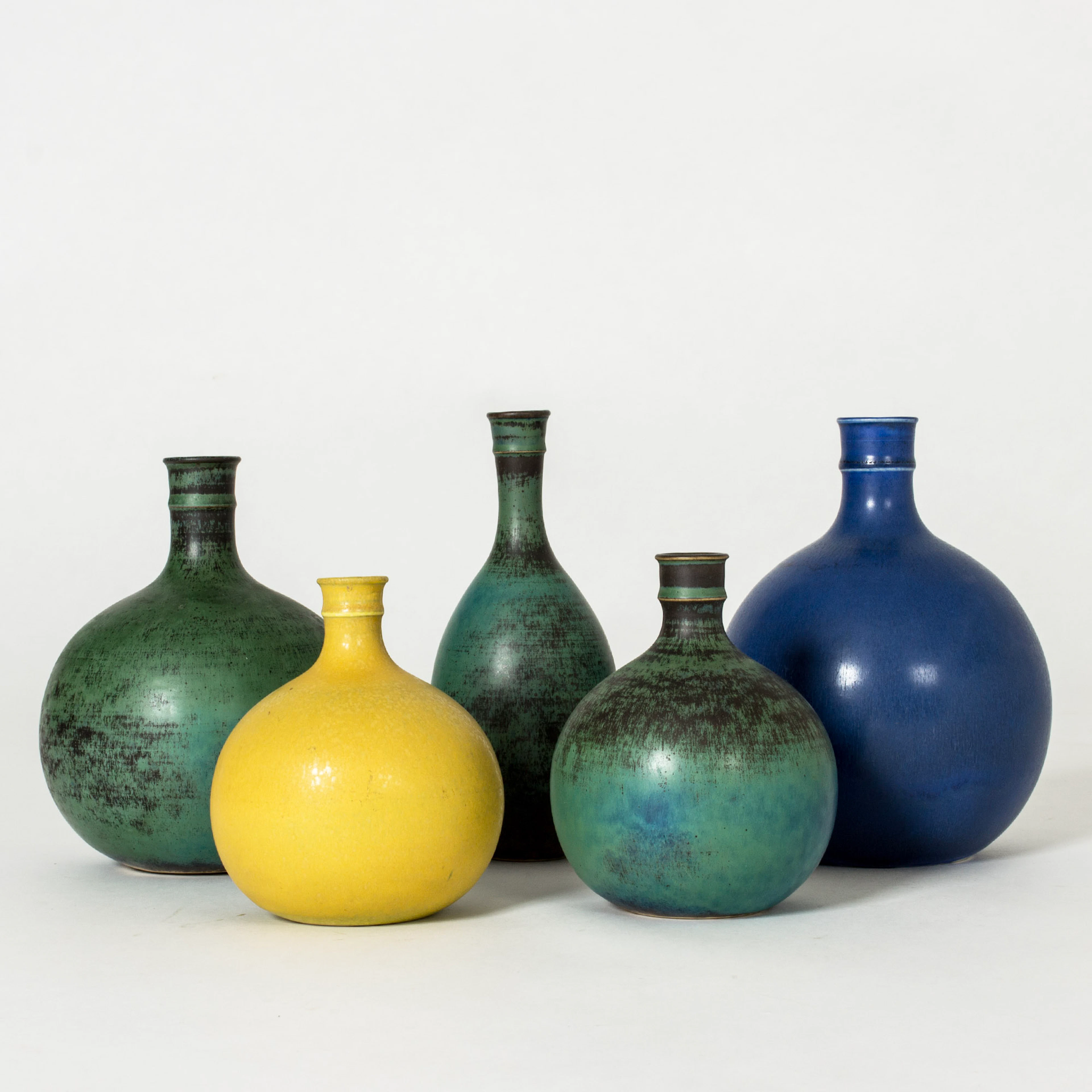 Set of five vases by Stig Lindberg