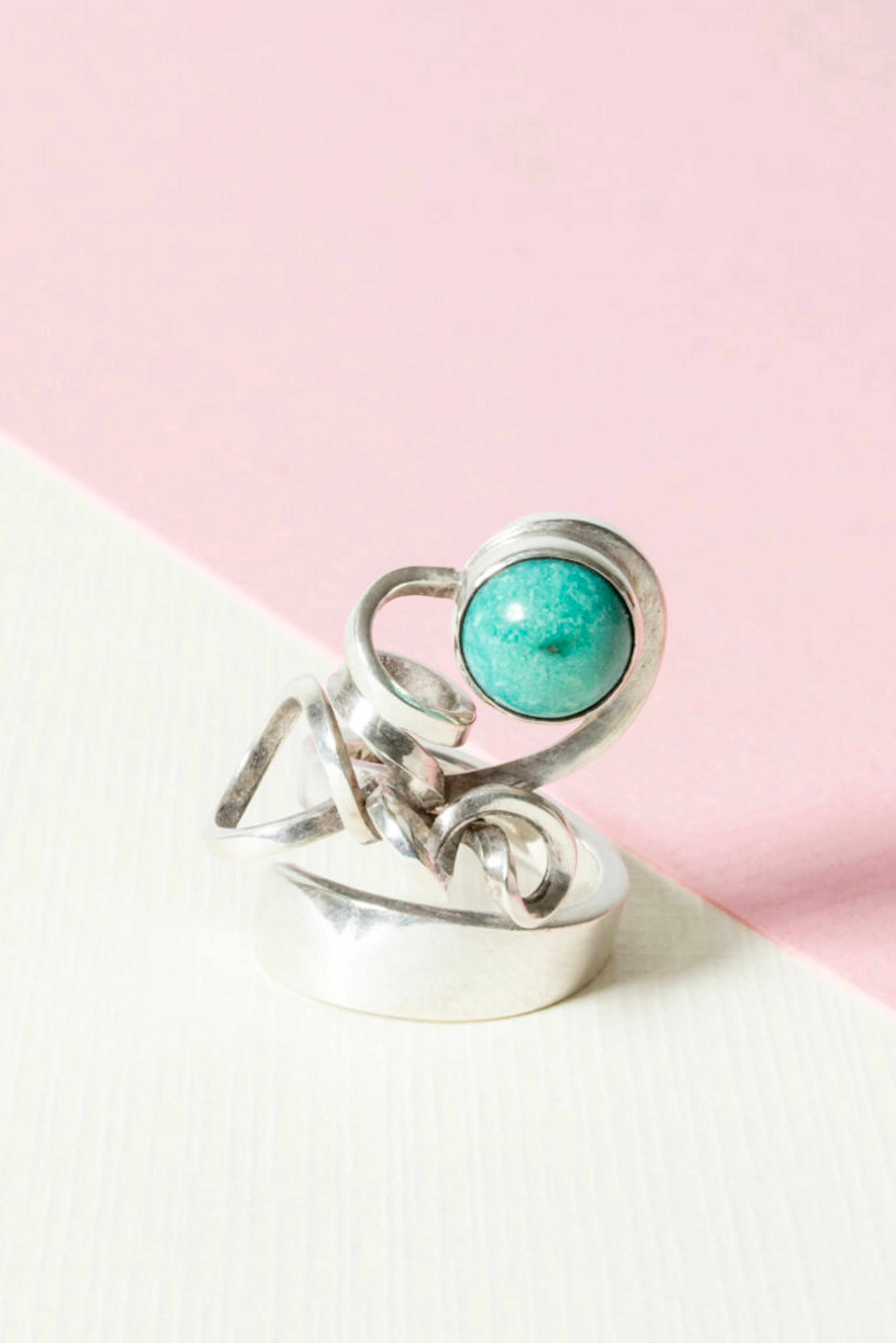 Silver and amazonite ring by Cecilia Johansson