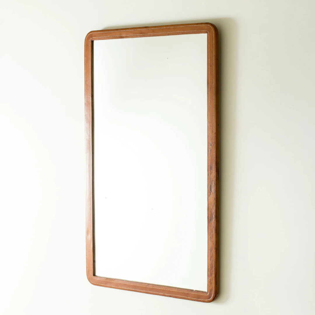 Swedish Modern Leather Wall Mirror from NK