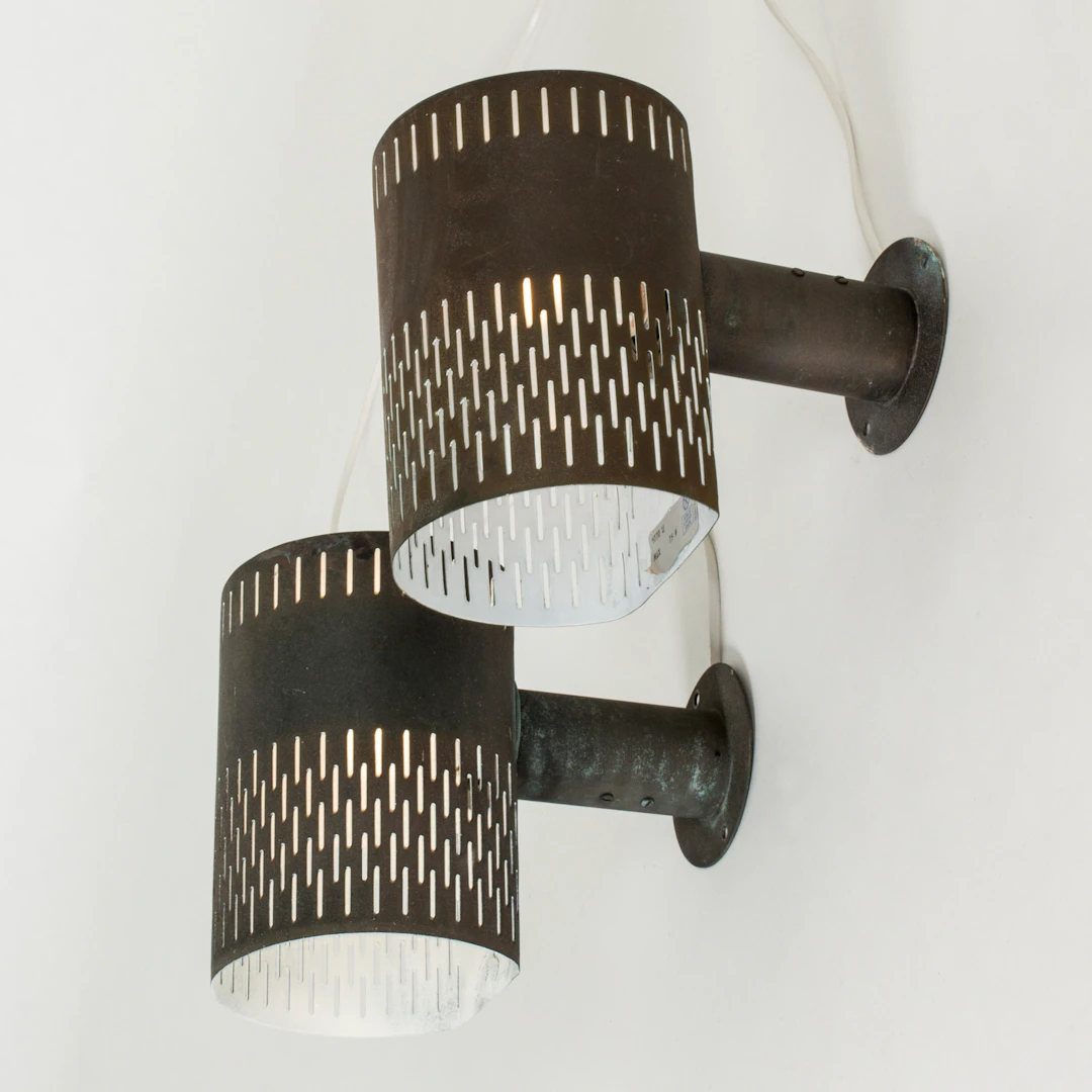Modernist copper wall lights by Hans Bergström