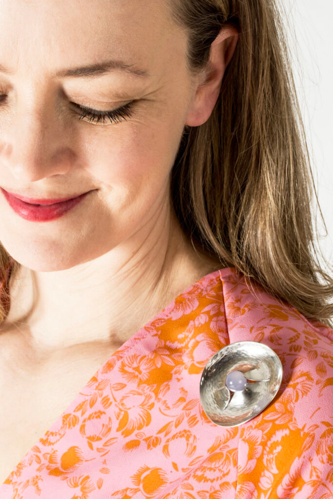 Silver and chalcedony brooch by Elis Kauppi