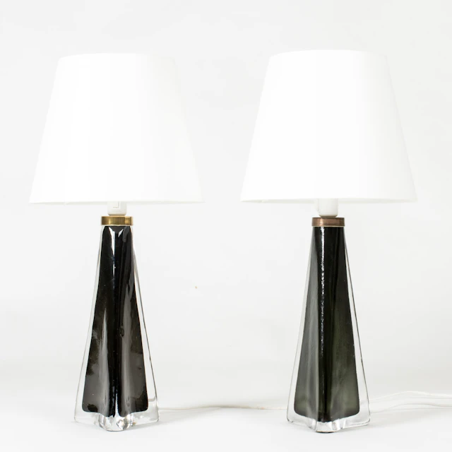 Midcentury Crystal Glass Table Lamps by Carl Fagerlund