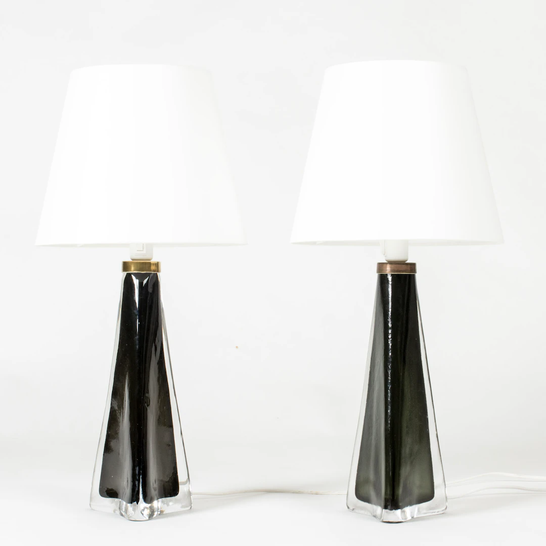 Midcentury Crystal Glass Table Lamps by Carl Fagerlund