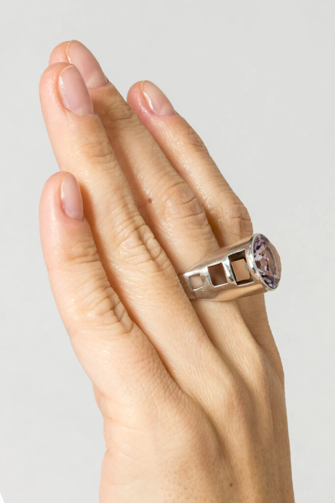 Silver and amethyst ring by Rolf Kaplan