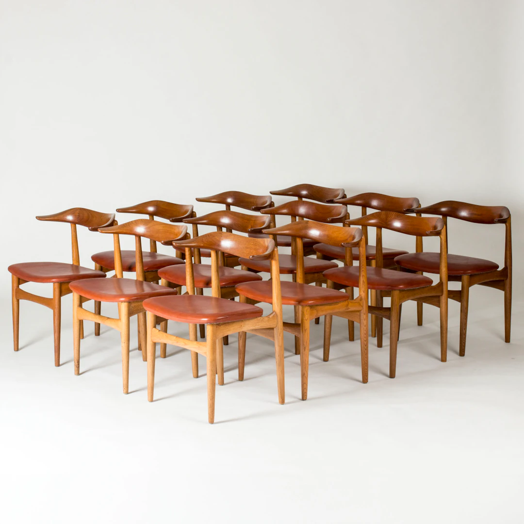 Modernist “Cownhorn” dining chairs by Knud Færch