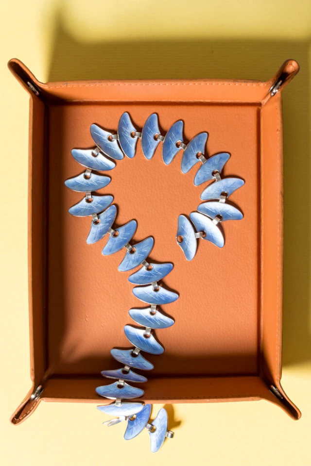 Midcentury silver and enamel collier by Bernhard Hertz