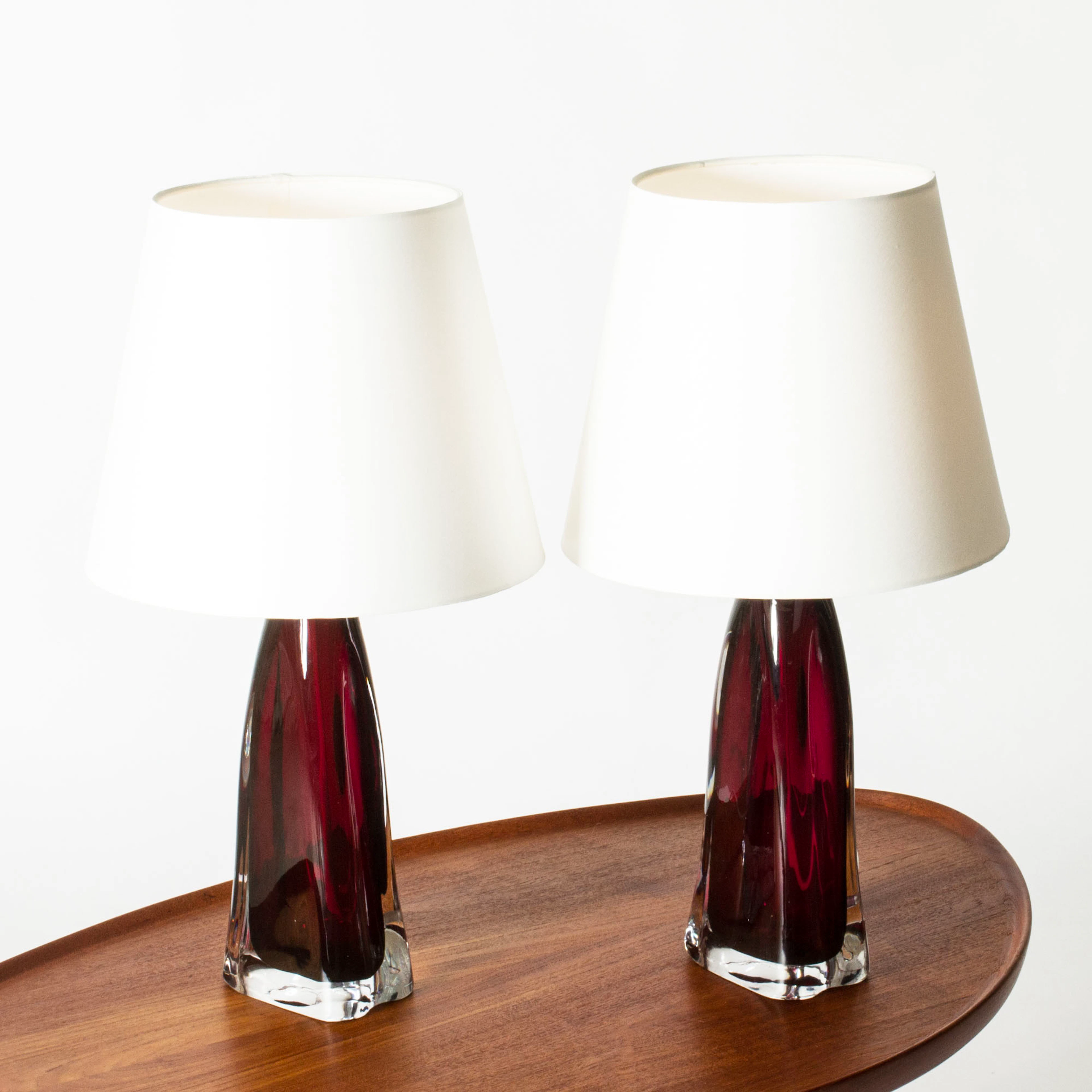 Pair of glass table lamps by Carl Fagerlund