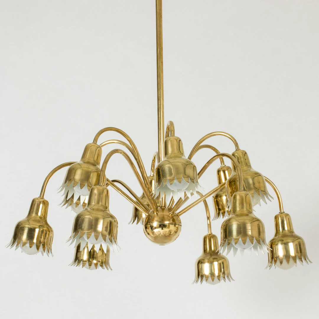 Modernist brass chandelier by Hans Bergström