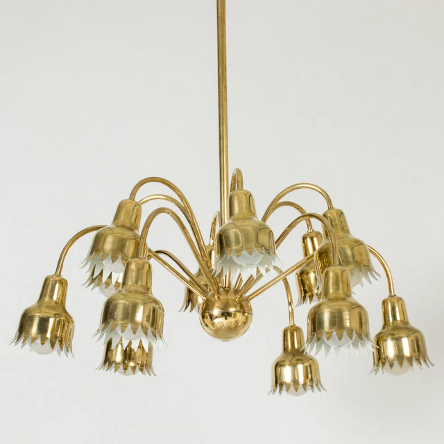 Modernist brass chandelier by Hans Bergström