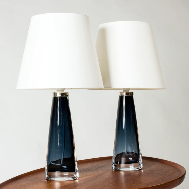 Pair of glass table lamps by Carl Fagerlund
