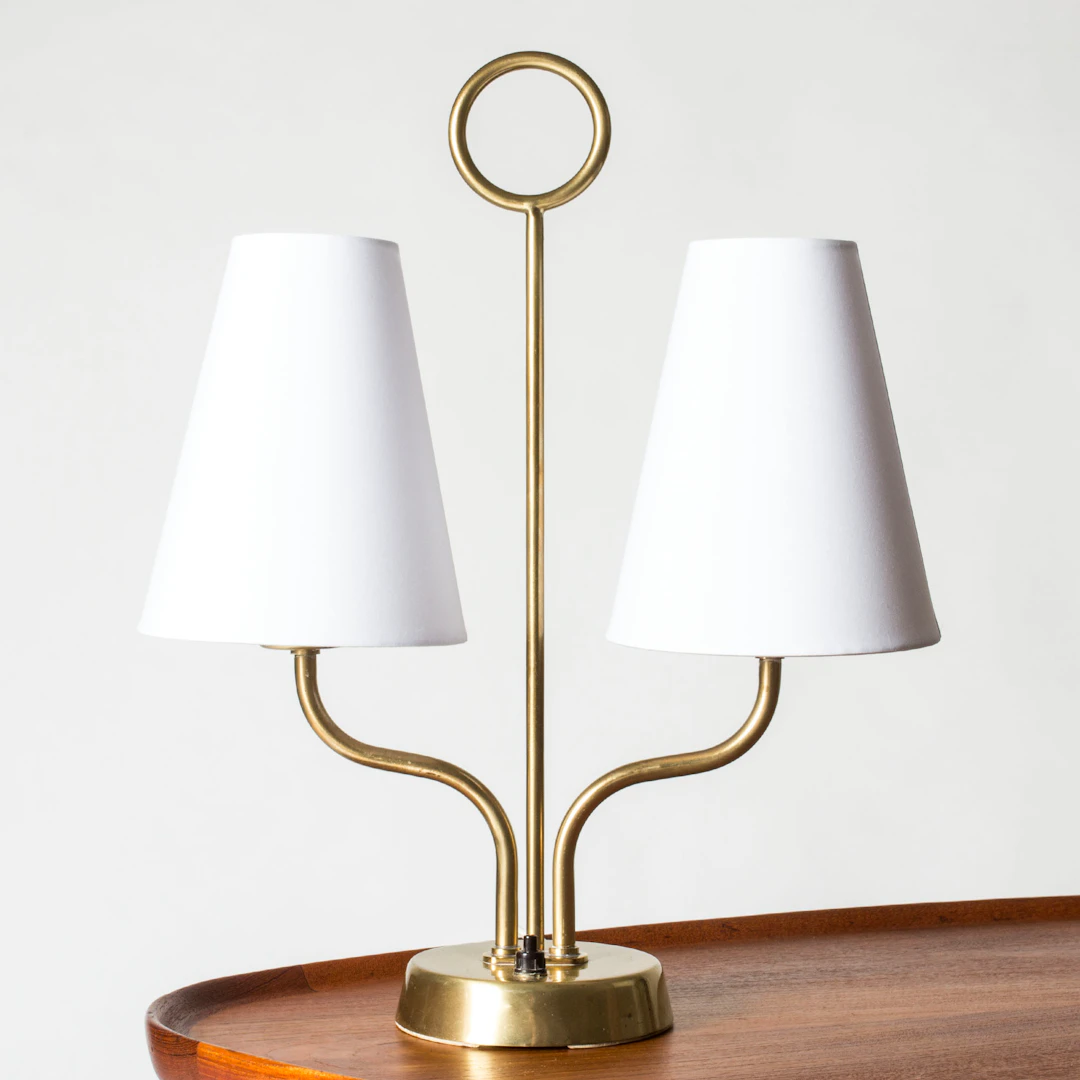 Vintage brass table lamp by Hans Bergström