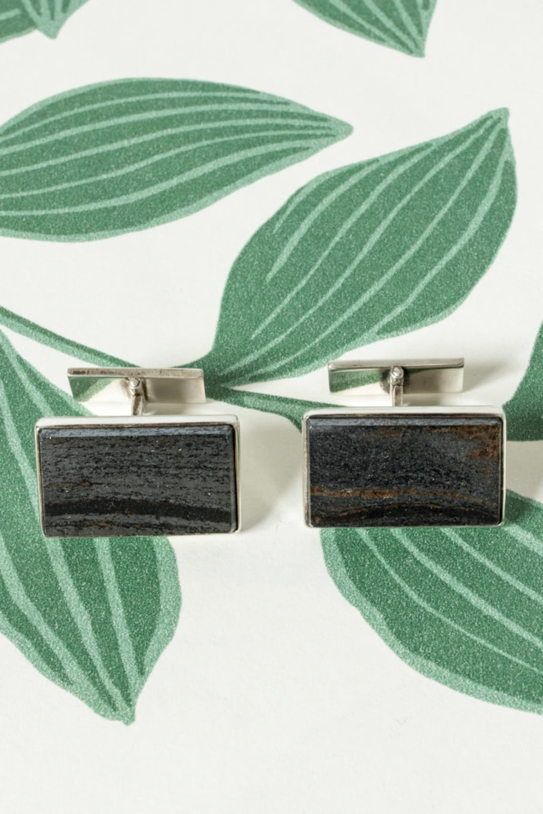 Midcentury silver and hematite cufflinks