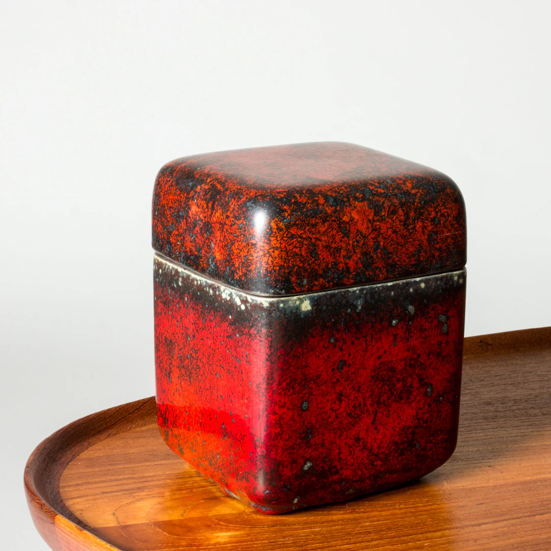 Lidded Faience Box by Hans Hedberg