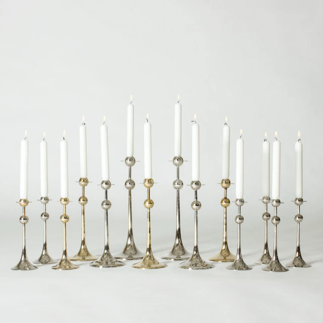 Set of 14 “Saturnus” candlesticks by Kjell Engman