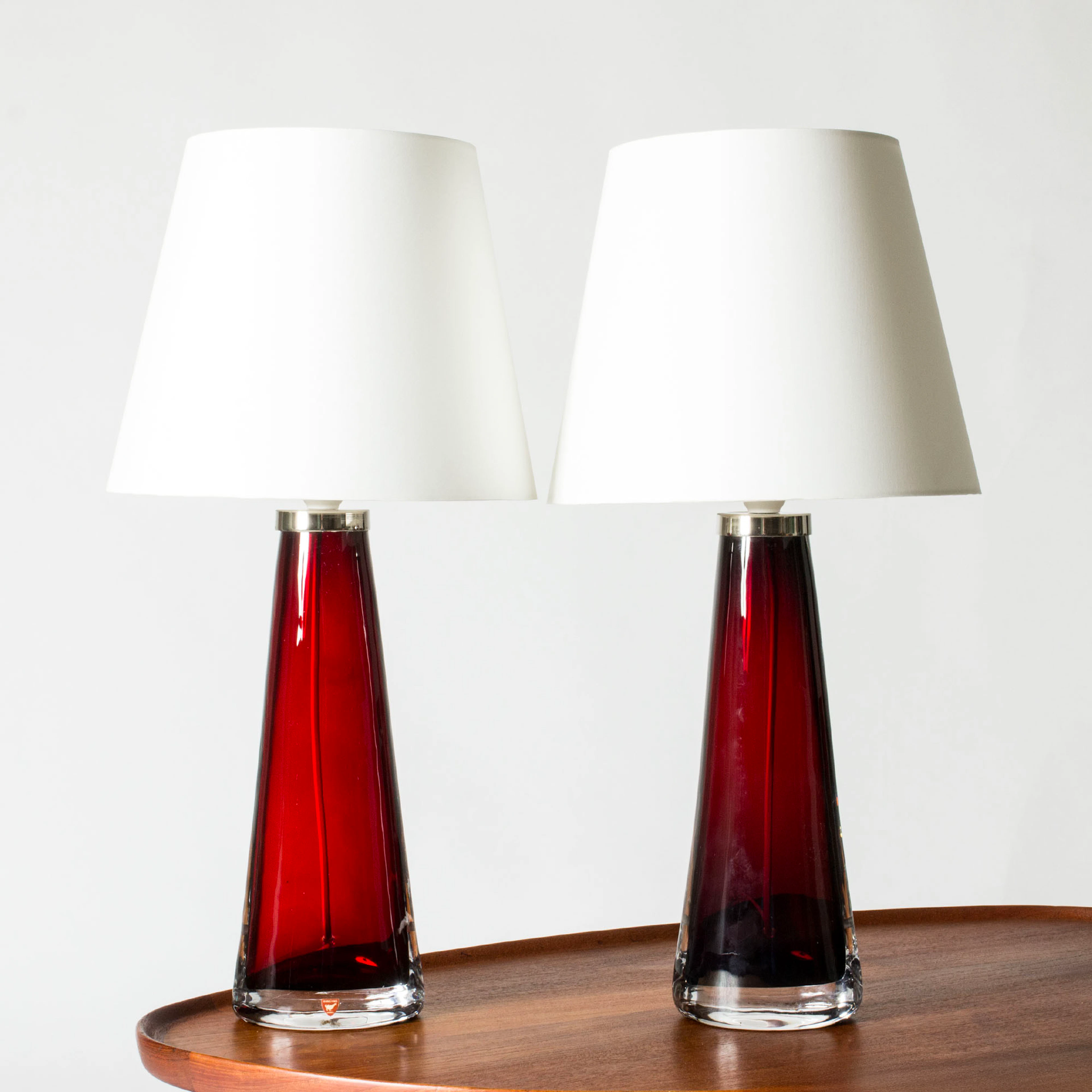 Pair of glass table lamps by Carl Fagerlund