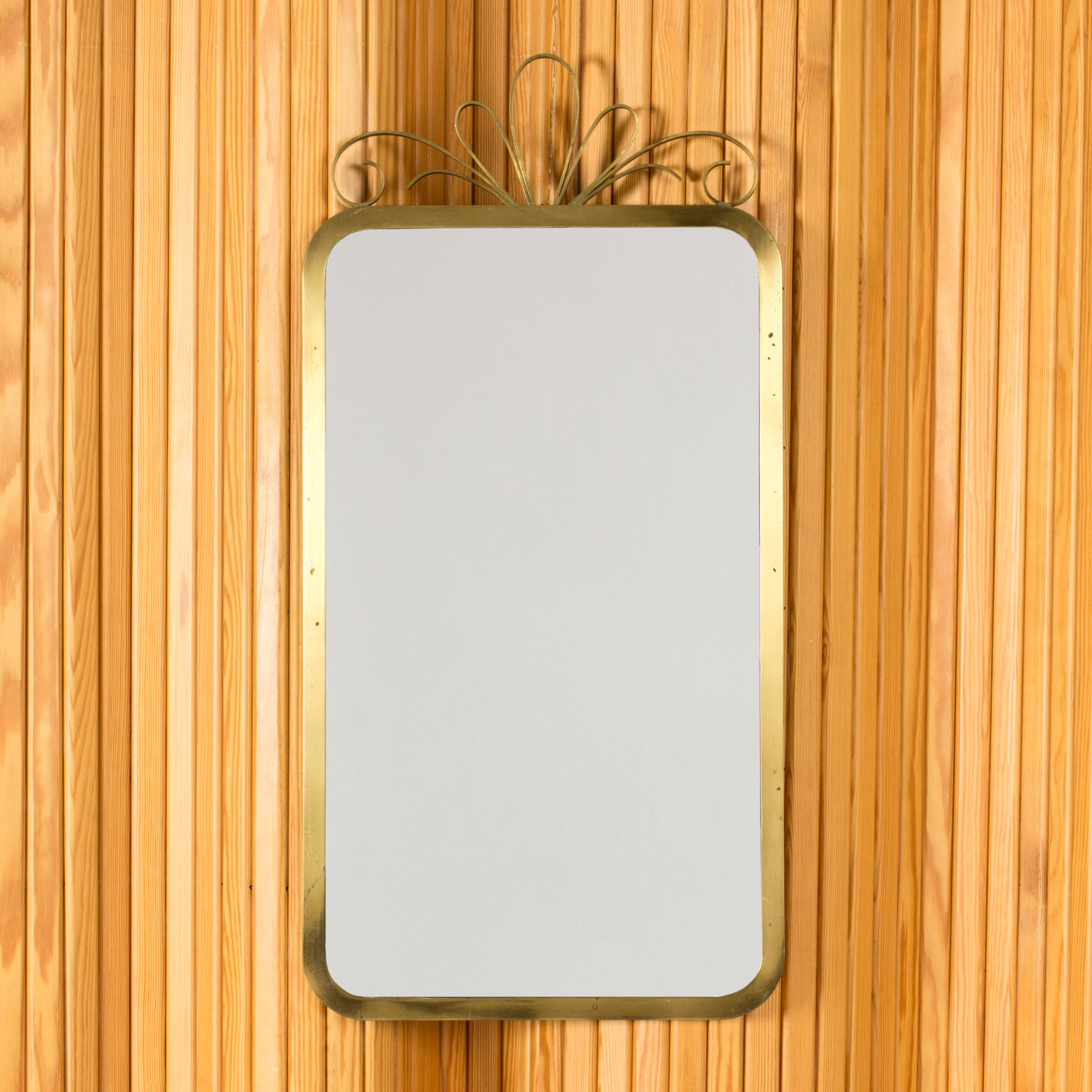 Vintage brass wall mirror from Ystad Metall