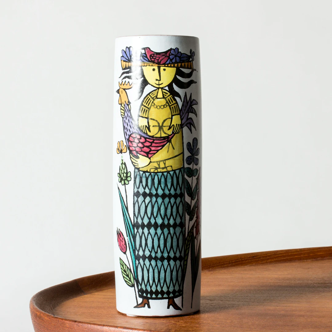 “Karneval” faience vase by Stig Lindberg